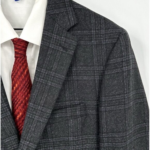 JOSEPH ABBOUD signature jacket blazer sport coat plaid wool blend gray 44R - Picture 1 of 10